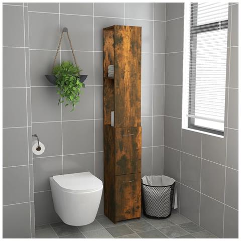 Lusso Casadino -  Armadietto Bagno Rovere Fumo 25x26,5x170cm In Legno Multistrato - Foto 2