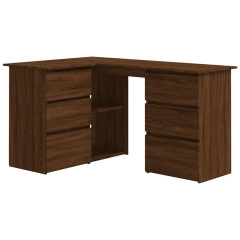 Lusso Casadino -  Scrivania Angolo Rovere Marrone 145x100x76 Cm Legno Multistrato - Foto 1