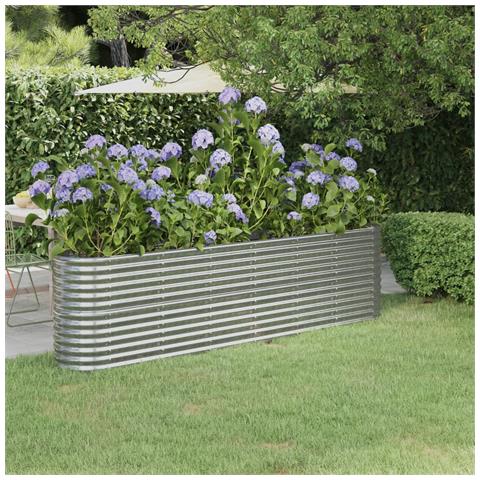 Letto Giardino Acciaio Verniciato A Polvere 260x40x68cm Argento - Foto 6