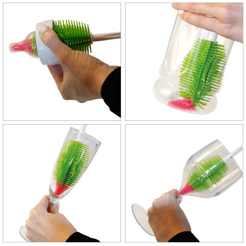 Spazzola Per Biberon In Silicone 35 Cm, Rossa, Spazzola Per Vetri, Spazzola Per Lavastoviglie, Spazzola Per La Pulizia Di Biberon E Tettarelle, Bicchieri, Vasi, Ecc. - Foto 3