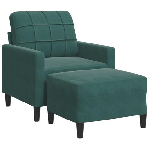 Poltroncina con Poggiapiedi Verde Scuro 60 cm in Velluto - Foto 1