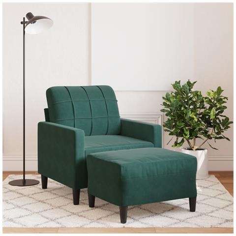Poltroncina con Poggiapiedi Verde Scuro 60 cm in Velluto - Foto 2