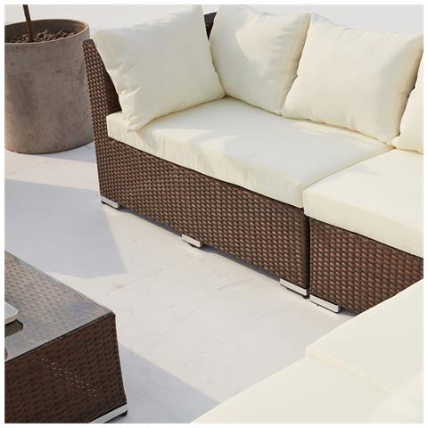 Stalla Mobili Da Giardino Modulari 13/14 Posti In Resina Intrecciata Marrone E Bianca - Foto 2