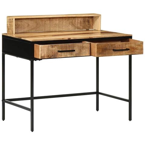 Tavolino Consolle 100x55x75 cm Legno Massiccio Grezzo Mango - Foto 2