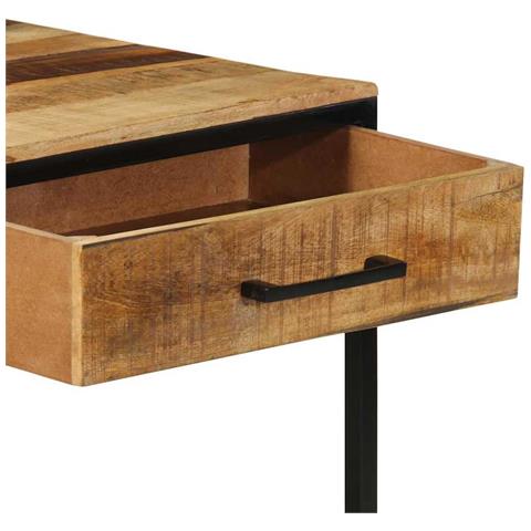 Tavolino Consolle 100x55x75 cm Legno Massiccio Grezzo Mango - Foto 9