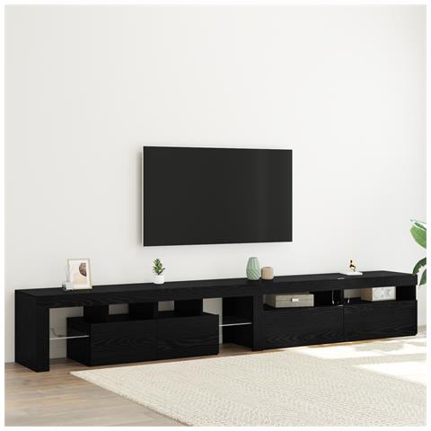 Mobili TV 3 pz con luci LED in rovere nero e legno ingegnerizzato - Foto 2