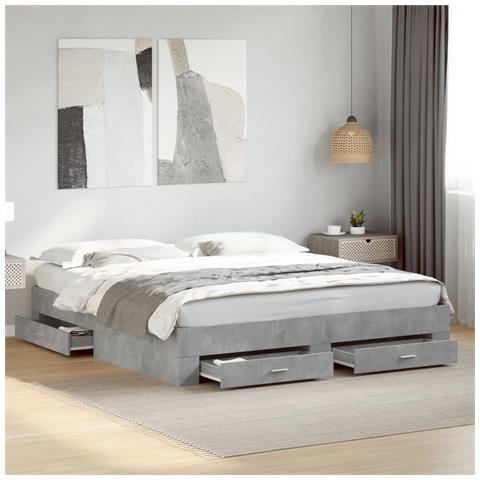 Giroletto Cassetti Grigio Cemento 200x200 cm Legno Multistrato - Foto 2