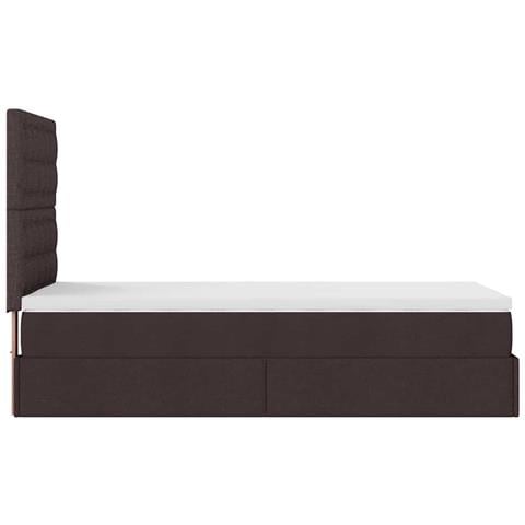 Pouf Letto con Materasso Marrone Scuro 100x200 cm in Tessuto - Foto 9