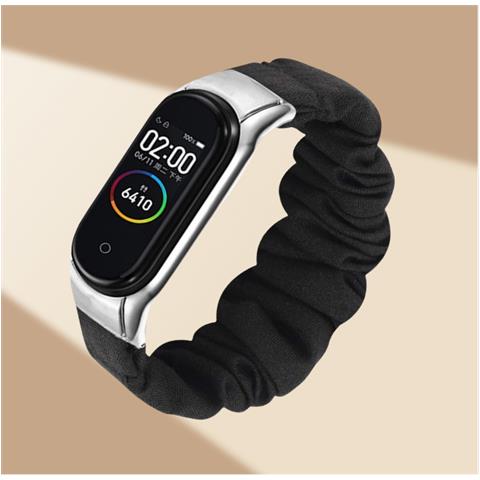 Cinturino Elastico Per Braccialetto Compatibile Con Xiaomi Mi Band 8 - Design Scrunchie Black - Foto 5