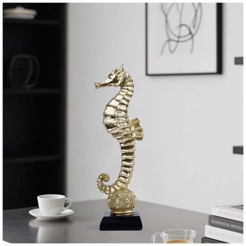 Elegante Scultura Decorativa Da Tavolo Ippocampo In Foglia Oro - Design Moderno E Raffinato - Foto 2