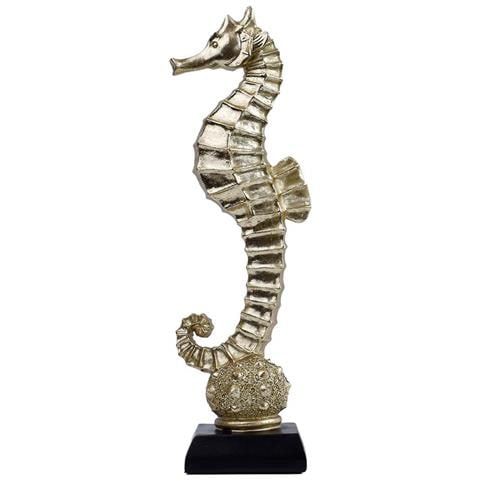 Elegante Scultura Decorativa Da Tavolo Ippocampo In Foglia Oro - Design Moderno E Raffinato - Foto 1