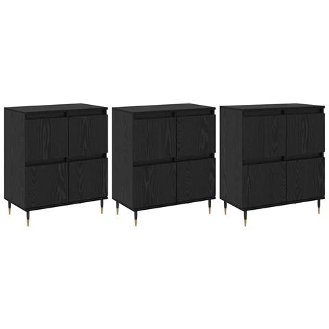 Sideboards 3 pcs Rovere nero 180 x 35 x 70 cm Legno multistrato - Foto 1