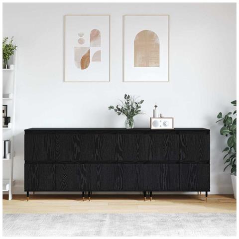 Sideboards 3 pcs Rovere nero 180 x 35 x 70 cm Legno multistrato - Foto 2