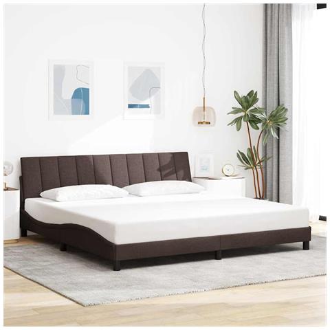 Giroletto senza Materasso Marrone Scuro 200x200 cm in Tessuto - Foto 2