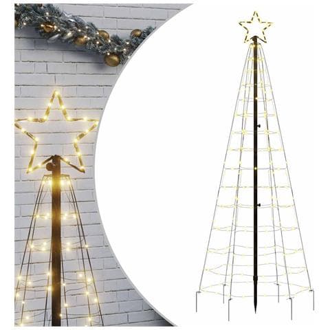 Albero di Natale a LED con Punte 220 LED Bianco Caldo 180 cm - Foto 1