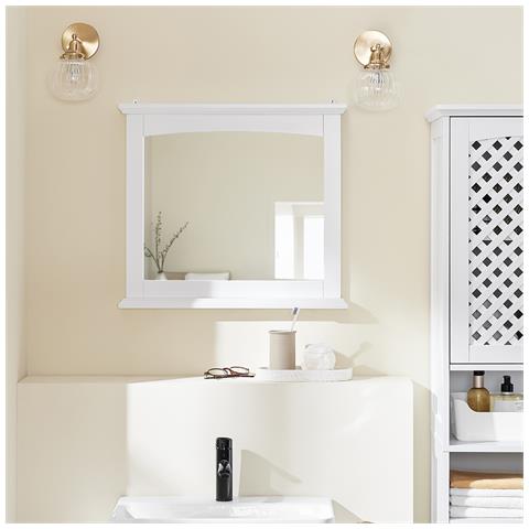 Mobile Bagno Sospeso Con Specchio, Mdf Bianco E Vetro - Foto 7