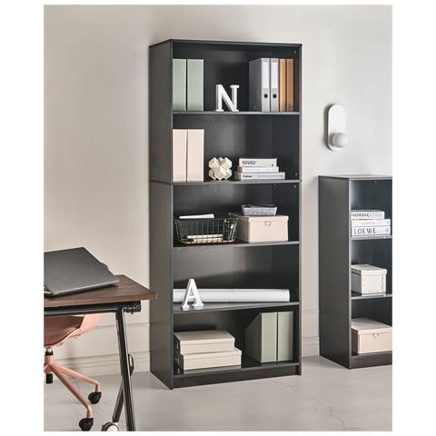 Libreria A 5 Ripiani Zehna 197 Cm Nero - Foto 1