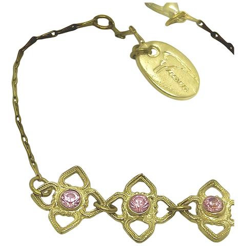 Bracciale Mismy In Oro Con Tre Fiori E Cristallo Sw Rosa - Foto 2