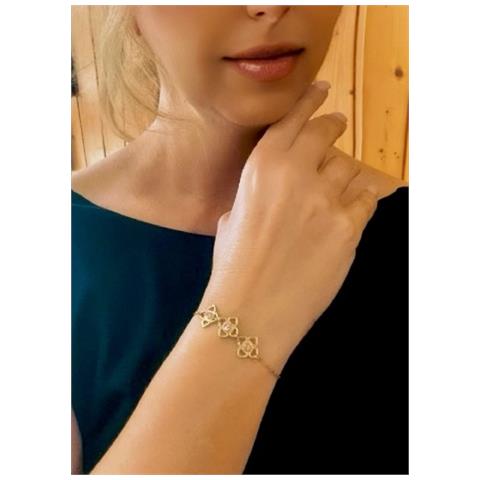 Bracciale Mismy In Oro Con Tre Fiori E Cristallo Sw Rosa - Foto 3