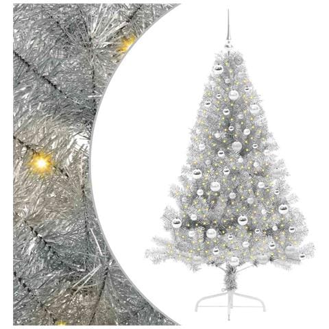Albero di Natale artificiale con luci integrate Argento 180 cm - Foto 1