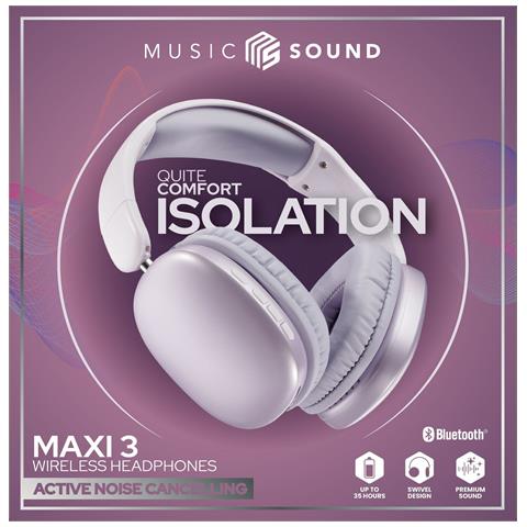 MAXI3 Cuffie wireless over-ear MAXI3 con tecnologia Active Noise Cancelling: esperienza d'ascolto immersiva e priva di distrazioni, fino a 35 ore di autonomia. Design moderno, comfort, stile e suono rivoluzionario e potente. - Foto 2