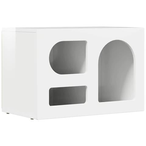 Mobile TV Bianco Lucido 60 x 35 x 40 cm Legno multistrato - Foto 1
