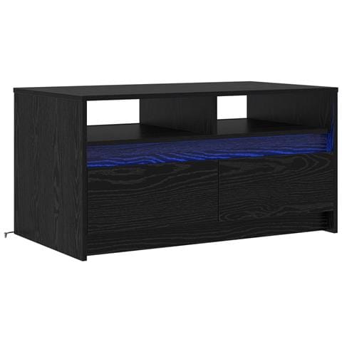 Tavolino da salotto con cassetto Rovere Nero 90 x 50 x 45 cm - Foto 1