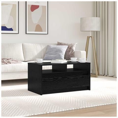 Tavolino da salotto con cassetto Rovere Nero 90 x 50 x 45 cm - Foto 2