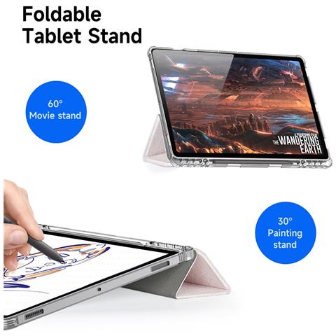 Cover per Galaxy Tab S9 FE Plus - TPU+PC+Pelle /PU, Trasparente, Auto Wake /Sleep - Foto 4