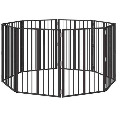 Cancello per cani 8 pcs Nero 60 x 80 cm Acciaio zincato - Foto 1