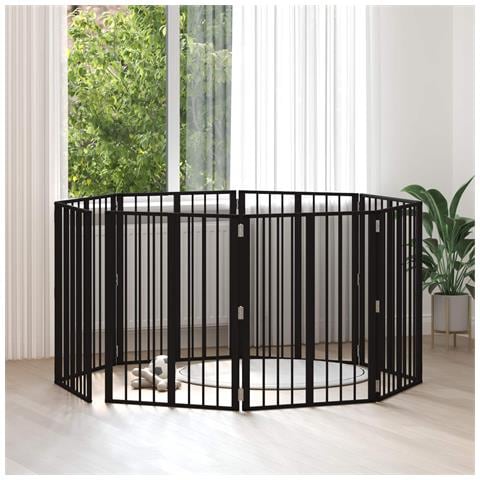Cancello per cani 8 pcs Nero 60 x 80 cm Acciaio zincato - Foto 2