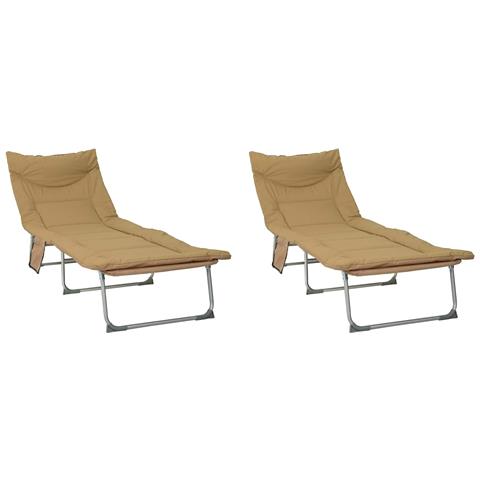 Lettino prendisole pieghevole con cuscino 2 pcs Beige - Foto 1