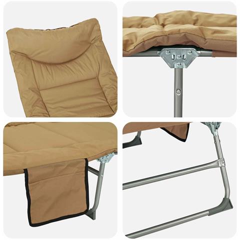 Lettino prendisole pieghevole con cuscino 2 pcs Beige - Foto 9