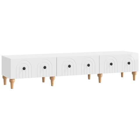 Mobile TV Bianco Lucido 147 x 34,5 x 30 cm Legno ingegnerizzato - Foto 1