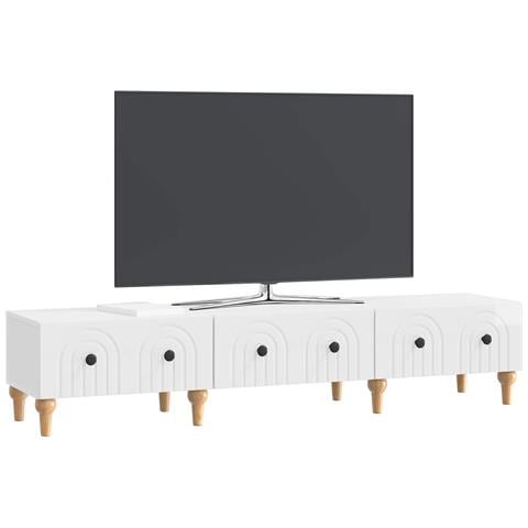 Mobile TV Bianco Lucido 147 x 34,5 x 30 cm Legno ingegnerizzato - Foto 2