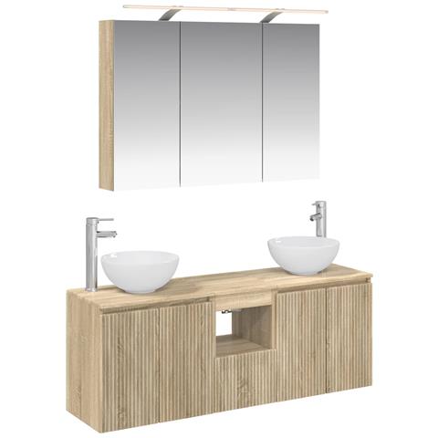Set di Armadi da Bagno 4 pcs Rovere Sonoma 100 x 14,5 x 70 cm - Foto 1