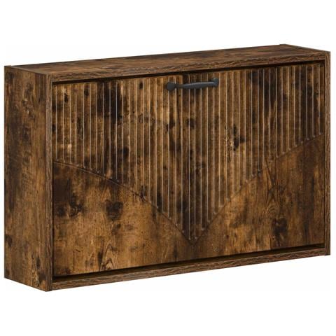 Mobiletto per Scarpe da Muro HOORN 71 x 17 x 43 cm Rovere Fumo - Foto 1