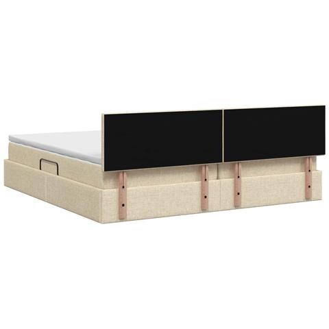 Letto con contenitore e materasso Crema 200 x 200 cm Velluto - Foto 9