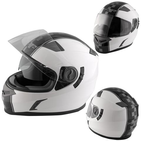 Casco Integrale Moto Scooter Touring Visiera Interna Parasole Viaggio Bianco M - Foto 1