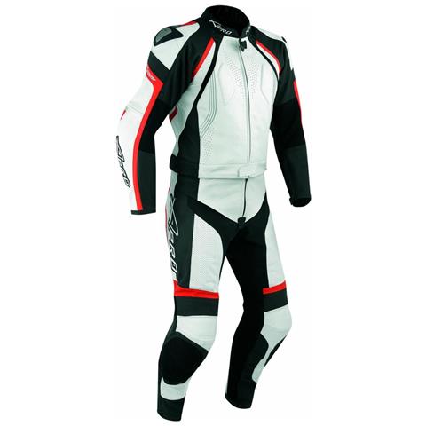 Tuta Pelle Moto Racing Pista Sport 2 Pezzi Divisibile Giacca Pantalone Rosso 56 - Foto 1