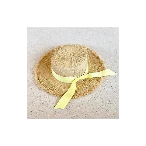 HTN - Summer Sun / Beach Rafia Cappello Di Paglia, Cappelli Di Paglia  Piatta Del Temperamento Del Cappuccio Del Nastro (nastro Nero) - ePRICE