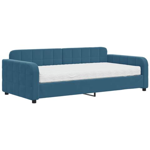 Divano Letto Con Materasso Blu 100x200 Cm In Velluto - Foto 1