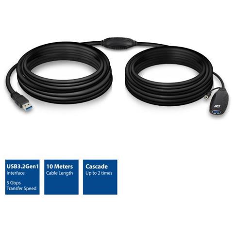 Ac6110 Cavo Usb 10 M Usb 3.2 Gen 1 (3.1 Gen 1) Usb A Nero - Foto 2