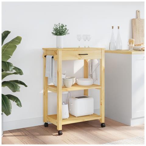 Carrello Da Cucina Monza 60x40x90 Cm In Legno Massello Di Pino - Foto 3