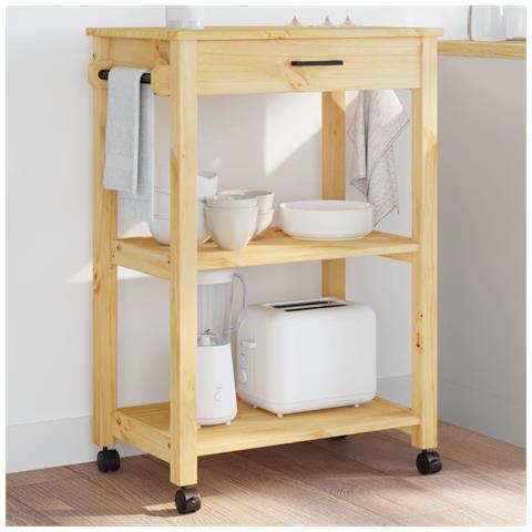 Carrello Da Cucina Monza 60x40x90 Cm In Legno Massello Di Pino - Foto 1