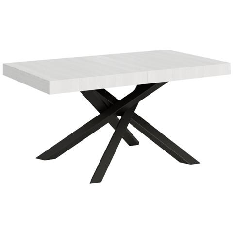 Tavolo Allungabile 90x160/420 Cm Volantis Telaio Antracite - Bianco Frassino - Foto 1