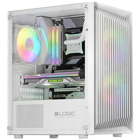 Case Logic Atos Mini Tower Mini ITX, micro ATX 1 Porta USB 3.2 Colore Bianco (Finestrato) - Foto 1