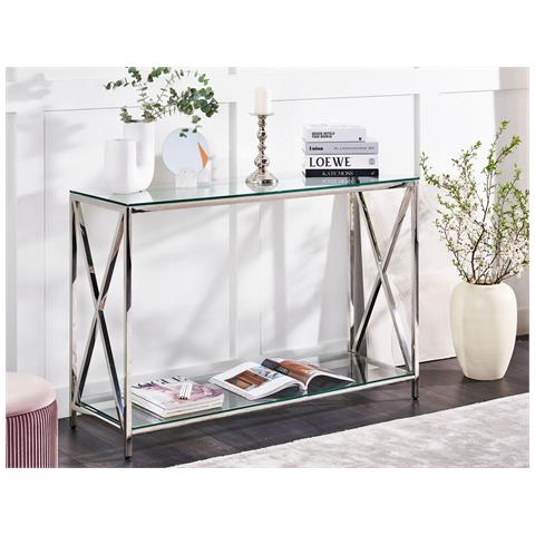 Tavolino Consolle Audet Vetro Temperato Argento - Foto 1