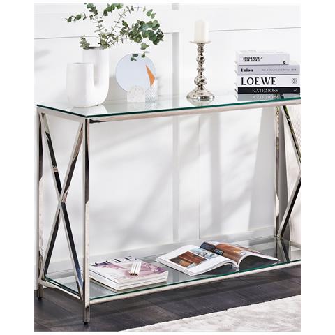 Tavolino Consolle Audet Vetro Temperato Argento - Foto 7