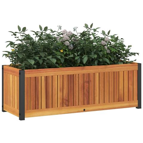 Fioriera Da Giardino 80x30x27,5 Cm In Legno Massello Di Acacia - Foto 3